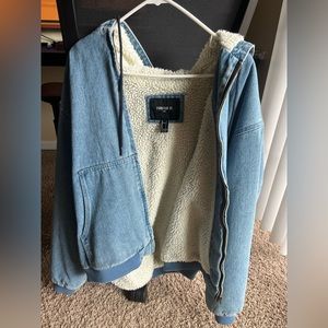 Men’s Real Denim & Sherpa Zip Up Jacket Gently Worn